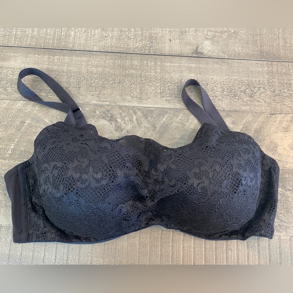 Soma black bra with lace modesty panel, size 38D